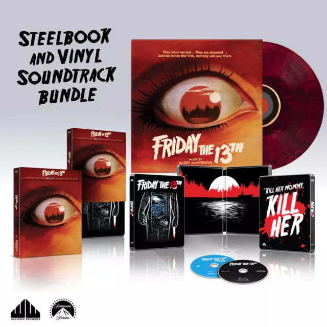 Friday The 13th Soundtrack Vinyl LP & Blu Ray Bundle Wachsarbeit Schallplatten neu versiegelt