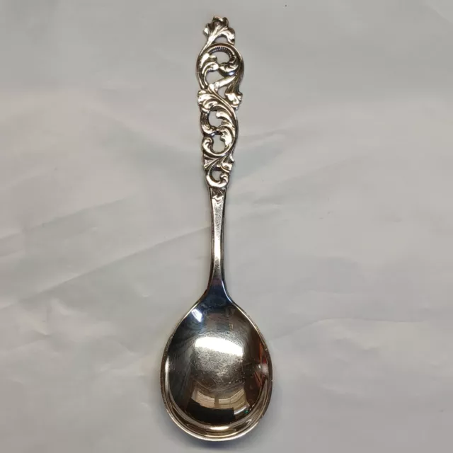 Vintage 830S Sterling Silver Brodrene Lohne Norway Pierced Floral Sugar Spoon