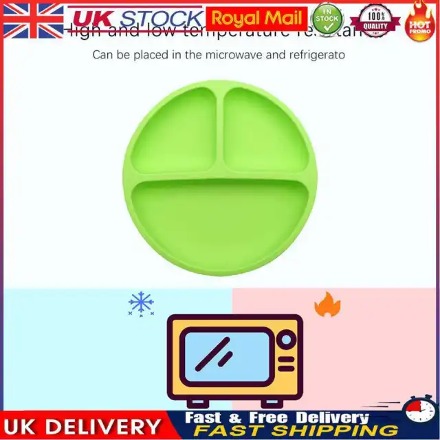 Cute Baby Infant Dining Plate Non Slip Training Sucker Dishes Tableware (Green)