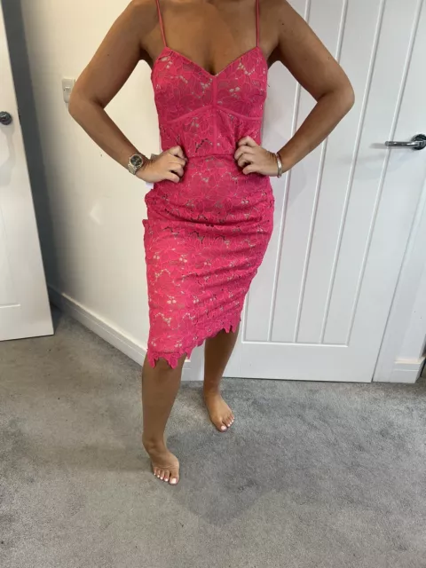LIPSY SIZE 12 Dress Pink Crochet Lace Corset Bodycon Cami Brand New With Tags 30.00 PicClick UK