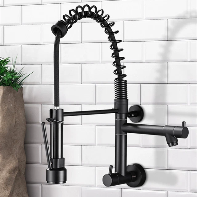 In-wall Brass Body Spring Multi-functional Water Outlet Kitchen Sink Faucet New