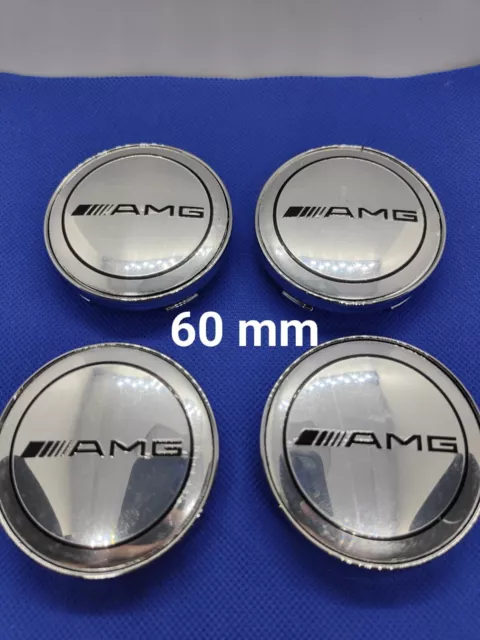 LOT 4 Caches Moyeu Emblème Mercedes AMG  Logo Jantes Centre Roue chrome 60 mm