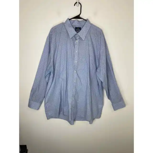 Stafford men's shirt button up down 19" 35-37 neck the TRAVEL performance blue