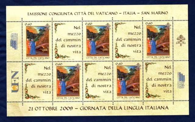 Vaticano 2009 Giornata Della Lingua Italiana  Fogliett0 Nuovo Integro Mnh**