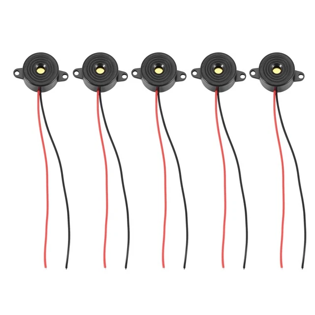 5 Pcs DC 3-24V 85dB Sound Electronic Buzzer Alarm Black 23 x 12mm U6S2S2