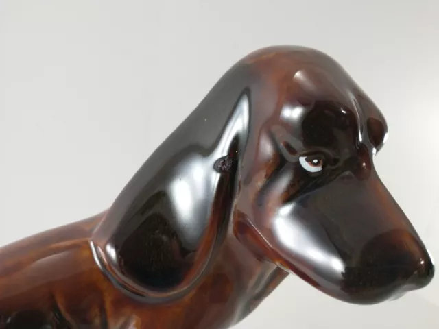Vintage GRUMPY WEINER Dachshund Weiner Dog Ceramic Figure Figurine CUTE!