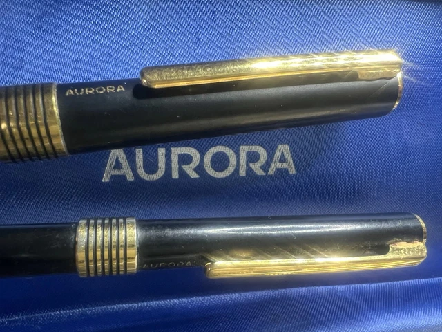 Stylo Plume Aurora Plaqué Or Ligné - Années 1970 Avec Boîte D'Origine - Occasion