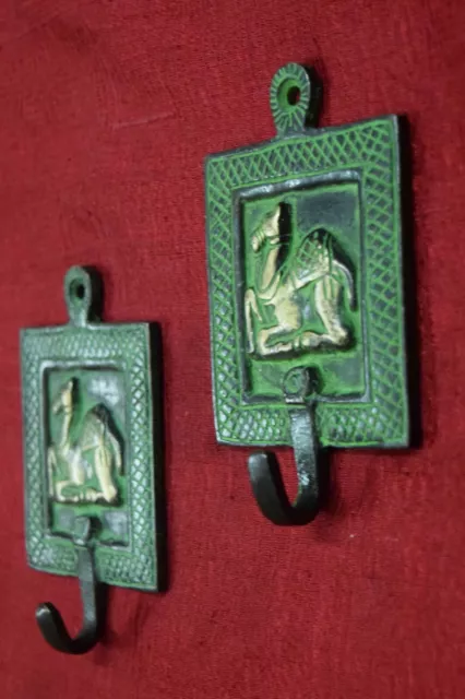 Hybrid Camel Design Decorative Hanging Hook Key Holder Pair Handmade Brass VR30