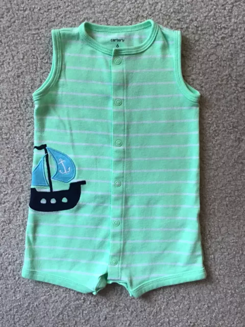 Carter’s Baby Boy 6 Months Light Green Romper Sail Boat
