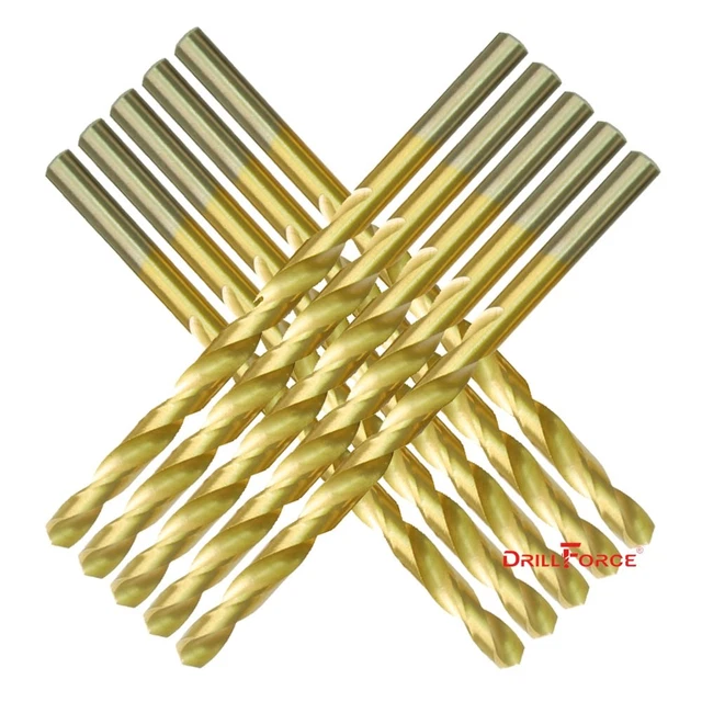 Drillforce 10Pcs 1/8" Drill Bits Set Hss Titanium Twist Metal Tools Drill Bit