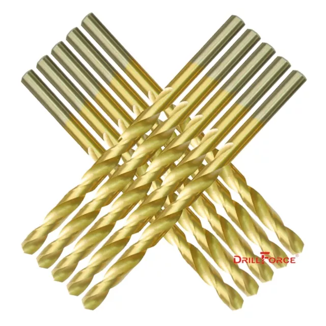 Drillforce 10Pcs 3/32" Drill Bits Set Hss Titanium Twist Metal Tools Drill Bit