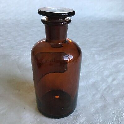 G) Alte braune Apothekerflasche mit Original Etikett BENZOL * 2