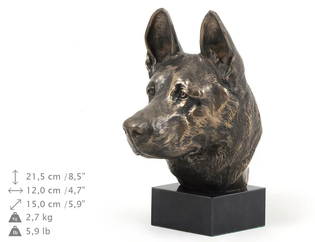 Statue Berger Allemand Art Dog - Résine/bronze Sur Socle Bois - Édition Limitée France