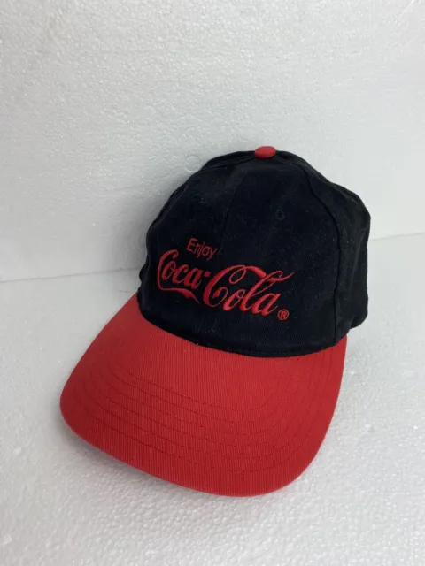 Vintage Coca-Cola Enjoy Coke Black And Red Hat - Free Post