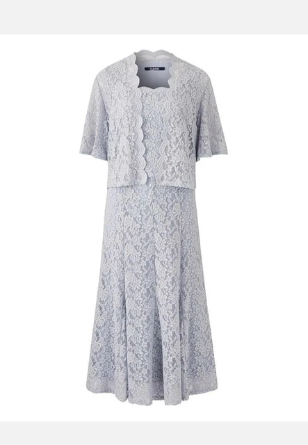 Nightingales lace dress and jacket silver grey clearance