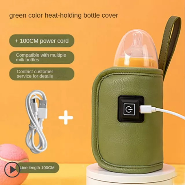 USB Milk Water Warmer Baby Nursing Bottle Heater  for Outdoor Winter -Green E6O7
