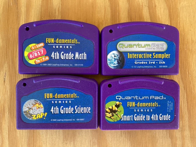Lot: 4 LeapPad Leap Frog cartridges 4th Grade Math Science Sampler Quantum Pad