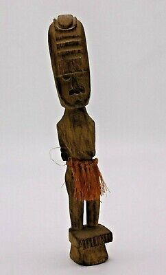 Wood Carved 9" Tribal Ethnic Primitive African or Polynesian Fetish Vtg Figure