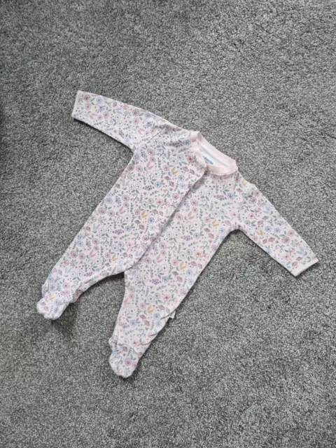 Baby Girls Jojo Maman Bebe Babygrow Pink Floral 3-6 Months sleepsuit ditsy s