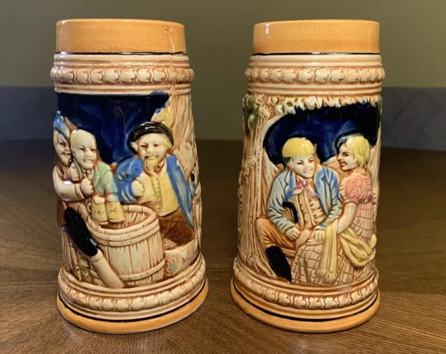 Drink In Style with These Hand Painted Ceramic German Beer Steins from Japan 3x7