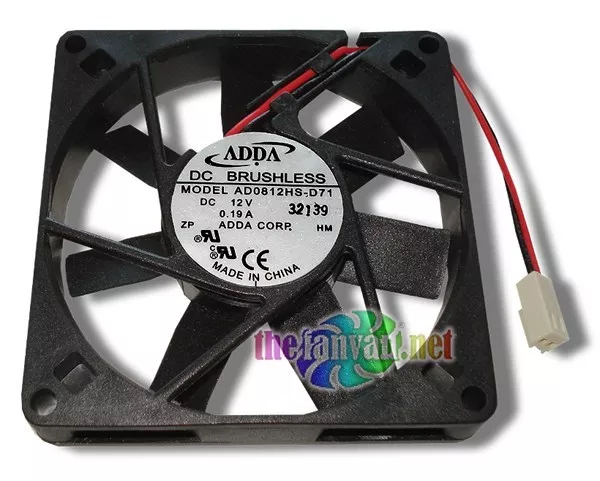 Adda 80mm x 15mm Slim 12 Volt Fan w/ 2 Pin Connector AD0812HS-D71 3" Wires