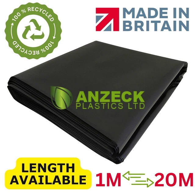 POLYTHENE SHEETING HEAVY Duty 500G Black Plastic Sheet, 2M Wide x