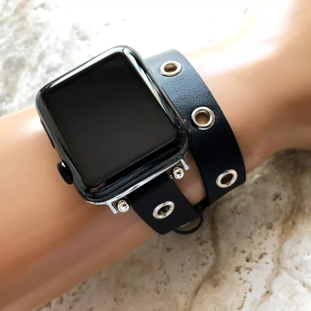 Black with Grommets Band for Apple Watch Ultra 2 49mm and 9 8 Series 41mm 45mm