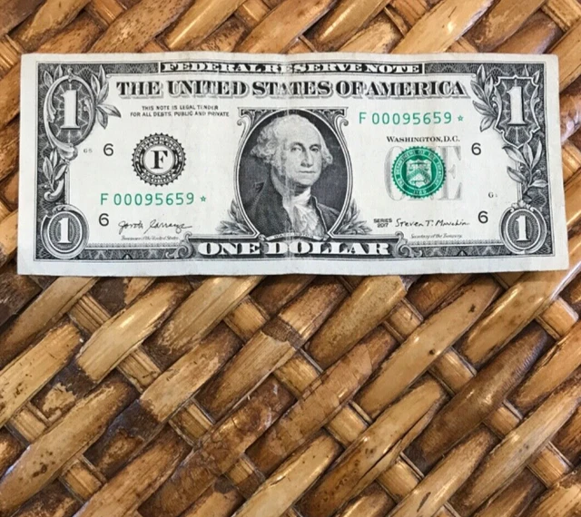 STAR Note LOW Run Size, Printed Only 250,000, Radar One Dollar $1 Bill Rare