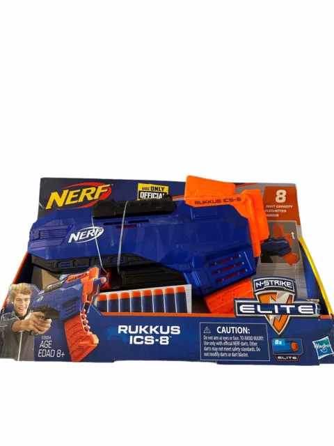 Nerf N-Strike Elite Rukkus Ics-8 Blaster Elite Darts 8 Included Pump Action New.