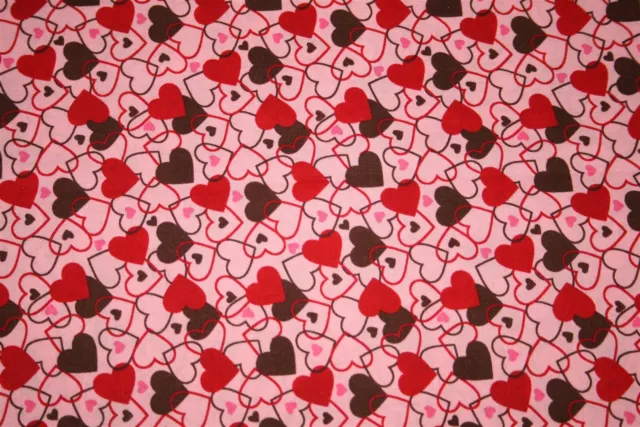 Scrunch-Ups HAIR SCRUNCHIES - Beautiful Red & Brown Hearts On Pink Scrunchie 2
