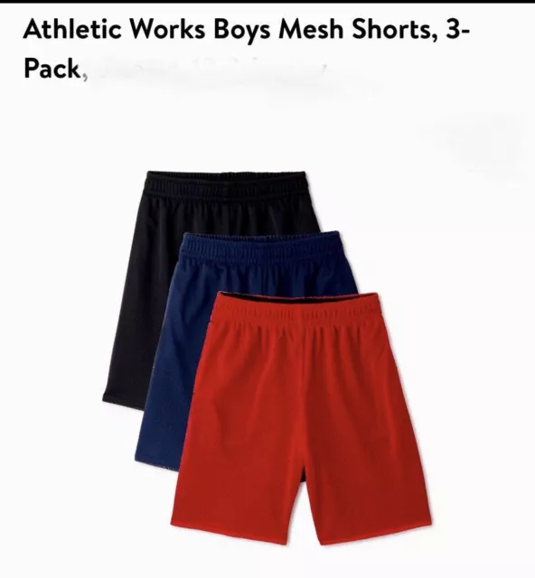 NEW NWT Boys Athletic Works Elastic Waist Red & Blue Mesh Basketball  3 Pc Lot