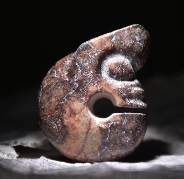 2" Old Chinese Hongshan Culture Jade Carved Pig Dragon Statue Pendant 11