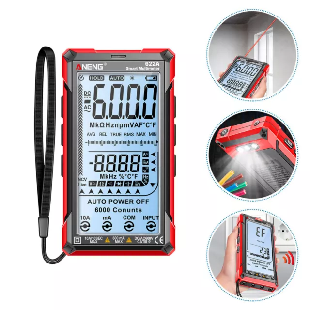 Smart LCD Digital Multimeter 6000 Counts AC/DC Voltage Tester Resistance Meter