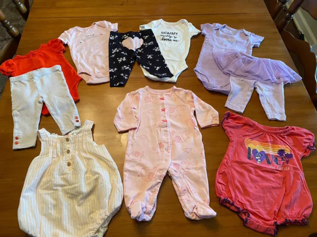 Baby Girl Clothes Mixed Lot 3 Months - 10 Pieces - Mostly Carters