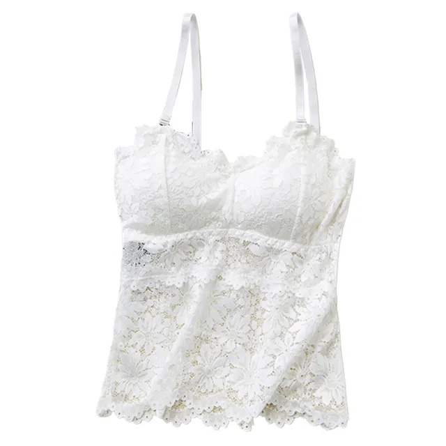 Bra Vest Wire Free Protective Sweet Hollow Lace Underwear Top Solid Color