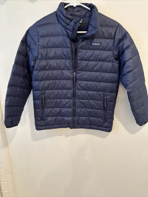 Boys Navy Patagonia Down Sweater Jacket Size Medium