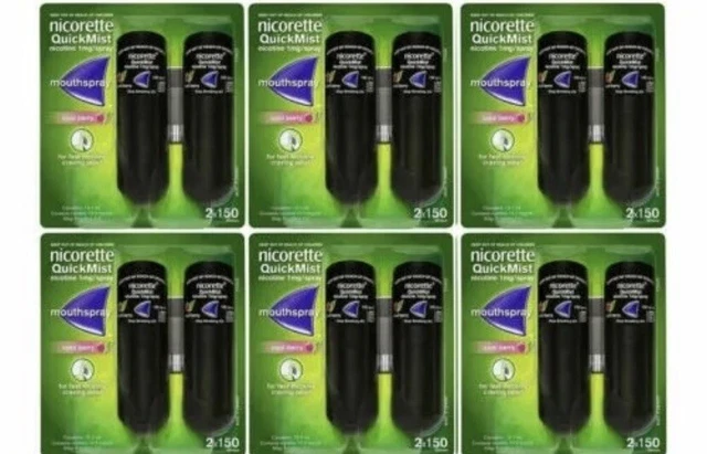 Paquete - Nicorette Quickmist Cool Berry spray bucal 2 x 150 aerosoles X 6 paquetes