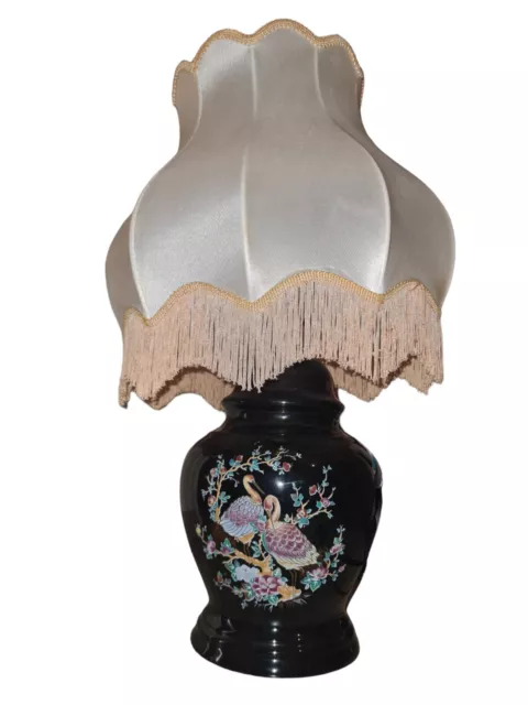 Vintage Très Belle Lampe À Poser Signée Pied En Céramique Decor Main H 58 cm TBE