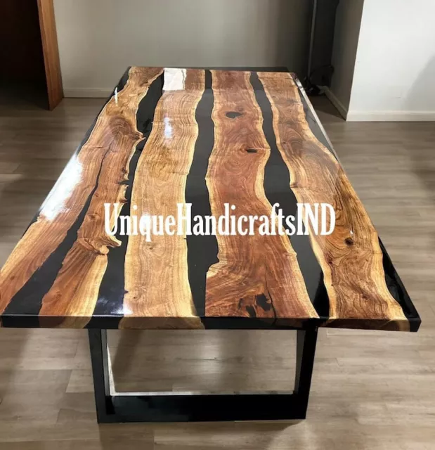 Black Epoxy Table, dining, Acacia Wooden Epoxy Resin Dining Table, Coffee Table