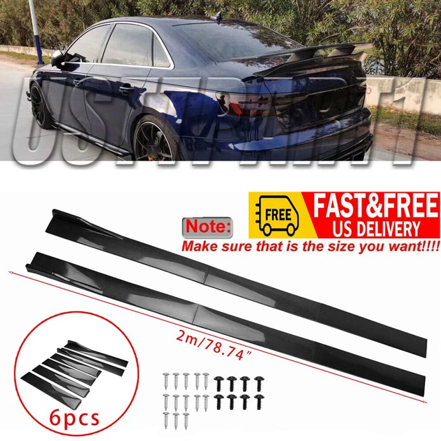 78.7& SIDE SKIRT Extension Rocker Panel Lip Carbon Fiber For Audi A4 A5 ...