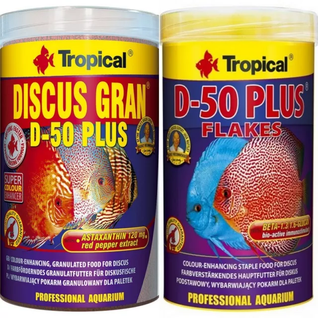 1000ml Tropical Discus Gran + Flocon Disque Nourriture pour Poisson Granulé