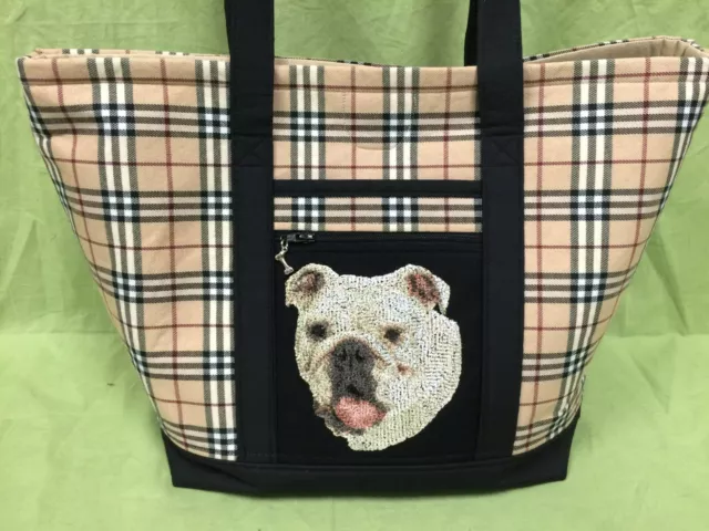 Beautiful Custom Embroidered Bulldog Tote