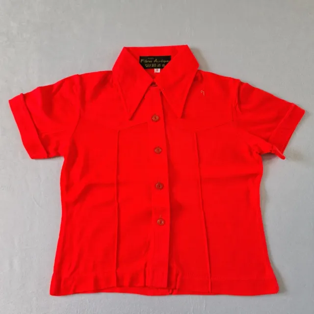 Camicia colletto pugnale vintage bambina | 5-6 anni | deadstock acrilico rosso anni 70 KA23