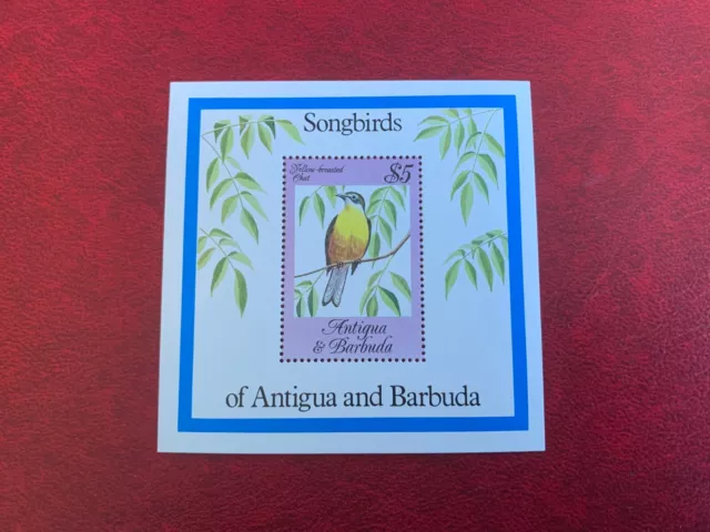 Antigua & Barbuda 1984 Mnh Birds Souvenir Sheet Yellow Breasted Chat