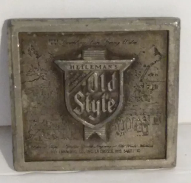 Vintage 1975 Heileman's Old Style Beer Advertisement Belt Buckle 2.5" X 2.25"