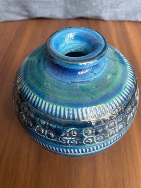 BITOSSI ALDO LONDI Flavia Montelupo Vase céramique, bleu 1960 1970 vintage