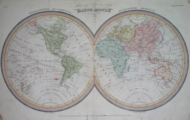 1831 Rare Original Map United States Texas Florida Canada Asia Australia World