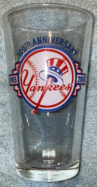 NY YANKEES 100TH YEAR ANNIVERSARY PINT GLASS BUD LIGHT Budweiser