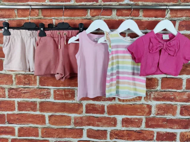 T-Shirt Top Bundle Ragazze Età 2-3 Anni Next Mothercare Rosa Estate 98Cm