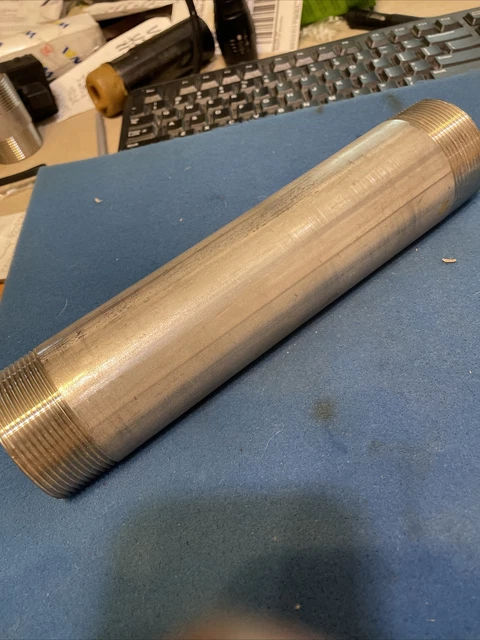 Pipe Nipple Thread End Fitting  Stainless Steel 2" x 10" Long Schedule 40